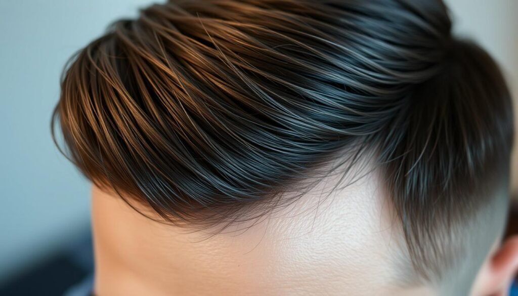 A close-up photograph of a men's hair patch, showcasing its realistic texture and natural appearance. The patch is positioned on the scalp, seamlessly blending with the surrounding hair. The lighting is soft and diffused, creating a flattering and natural look. The angle is slightly angled, providing a clear view of the patch's integration. The background is out of focus, emphasizing the focal point of the hair patch. The overall mood is one of subtle confidence and a natural solution to hair loss. A close-up photograph of a men's hair patch, showcasing its realistic texture and natural appearance. The patch is positioned on the scalp, seamlessly blending with the surrounding hair. The lighting is soft and diffused, creating a flattering and natural look. The angle is slightly angled, providing a clear view of the patch's integration. The background is out of focus, emphasizing the focal point of the hair patch. The overall mood is one of subtle confidence and a natural solution to hair loss.