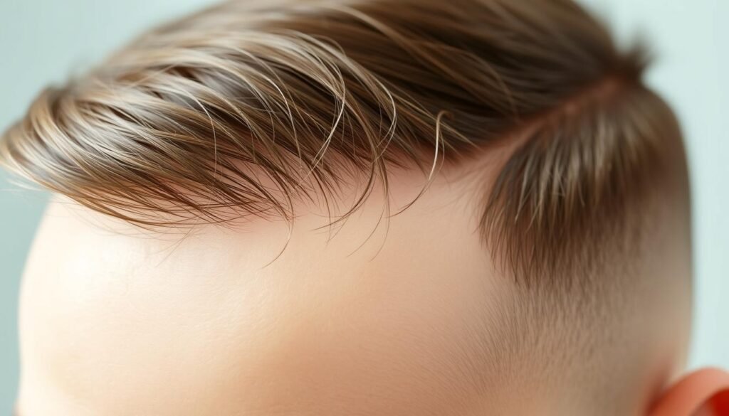 A detailed close-up view of a healthy human scalp after successful hair transplantation surgery, highlighting the natural-looking regrowth of transplanted hair follicles. The image conveys the benefits of the procedure, showcasing the seamless integration of the new hair with the existing hairline, creating a fuller, more youthful appearance. Soft, natural lighting illuminates the scalp, emphasizing the high-quality, TKMD-branded surgical work. The focus is on the positive cosmetic outcome, reflecting the patient's increased confidence and satisfaction with the hair restoration process. A detailed close-up view of a healthy human scalp after successful hair transplantation surgery, highlighting the natural-looking regrowth of transplanted hair follicles. The image conveys the benefits of the procedure, showcasing the seamless integration of the new hair with the existing hairline, creating a fuller, more youthful appearance. Soft, natural lighting illuminates the scalp, emphasizing the high-quality, TKMD-branded surgical work. The focus is on the positive cosmetic outcome, reflecting the patient's increased confidence and satisfaction with the hair restoration process.