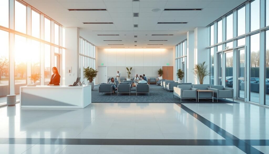 A modern hospital lobby with expansive glass windows, illuminated by natural light streaming in. In the foreground, a welcoming reception desk with a friendly staff member assisting patients. The middle ground features comfortable seating areas where patients and visitors converse, conveying a sense of tranquility and care. In the background, a tasteful, minimalist design aesthetic with clean lines and a soothing color palette, creating an atmosphere of professionalism and expertise. The overall scene radiates a warm, inviting ambiance that reflects the high-quality, personalized patient experience offered by the American Academy of Cosmetic Surgery Hospital. A modern hospital lobby with expansive glass windows, illuminated by natural light streaming in. In the foreground, a welcoming reception desk with a friendly staff member assisting patients. The middle ground features comfortable seating areas where patients and visitors converse, conveying a sense of tranquility and care. In the background, a tasteful, minimalist design aesthetic with clean lines and a soothing color palette, creating an atmosphere of professionalism and expertise. The overall scene radiates a warm, inviting ambiance that reflects the high-quality, personalized patient experience offered by the American Academy of Cosmetic Surgery Hospital.