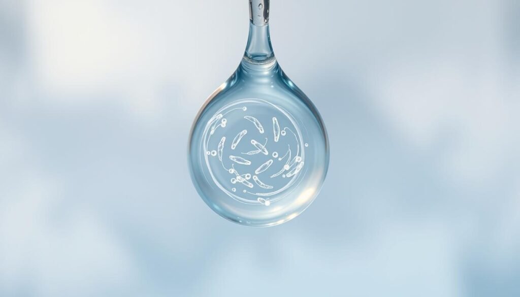 An ethereal depiction of water and fat metabolism, captured with a soft, diffused lighting and a slightly tilted, close-up perspective. In the foreground, a translucent, glowing water droplet gently hovers, its surface reflecting the interplay of light and shadow. Swirling within the droplet, delicate tendrils of fat cells dance, their movements graceful and rhythmic, symbolizing the intricate relationship between hydration and fat metabolism. The background fades into a hazy, atmospheric realm, evoking a sense of tranquility and the interconnectedness of bodily processes. The overall composition conveys the profound impact that proper hydration can have on the body's ability to effectively process and metabolize fat.