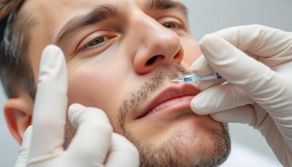An image of a man receiving Botox injections