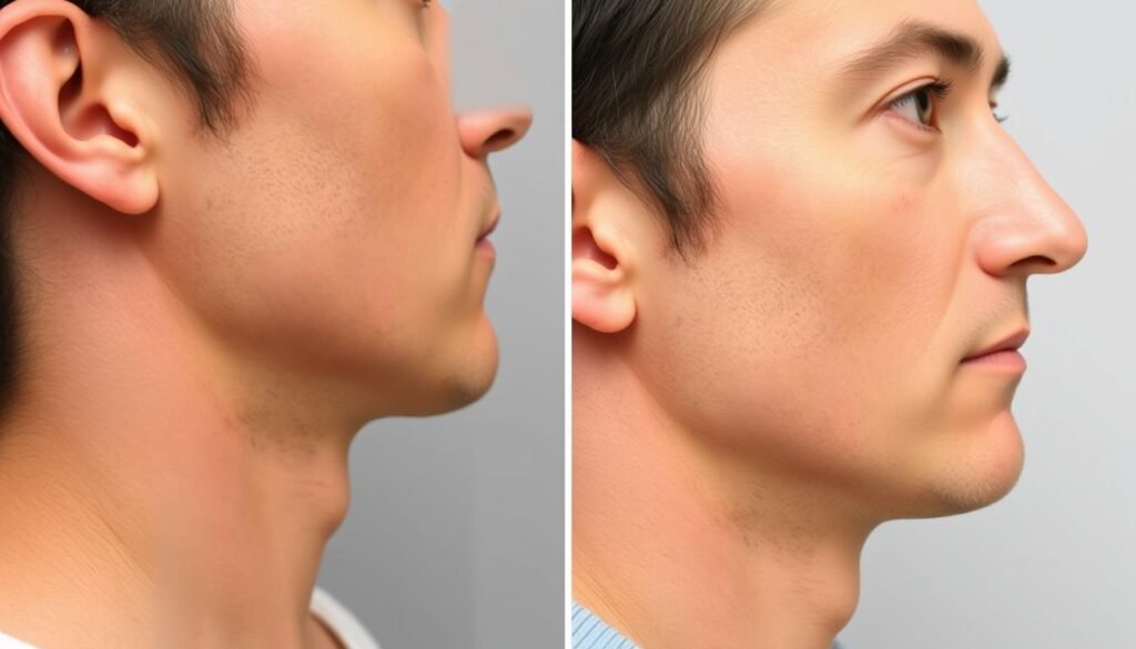 An image of a man with a defined jawline after Juvederm Volux XC treatment