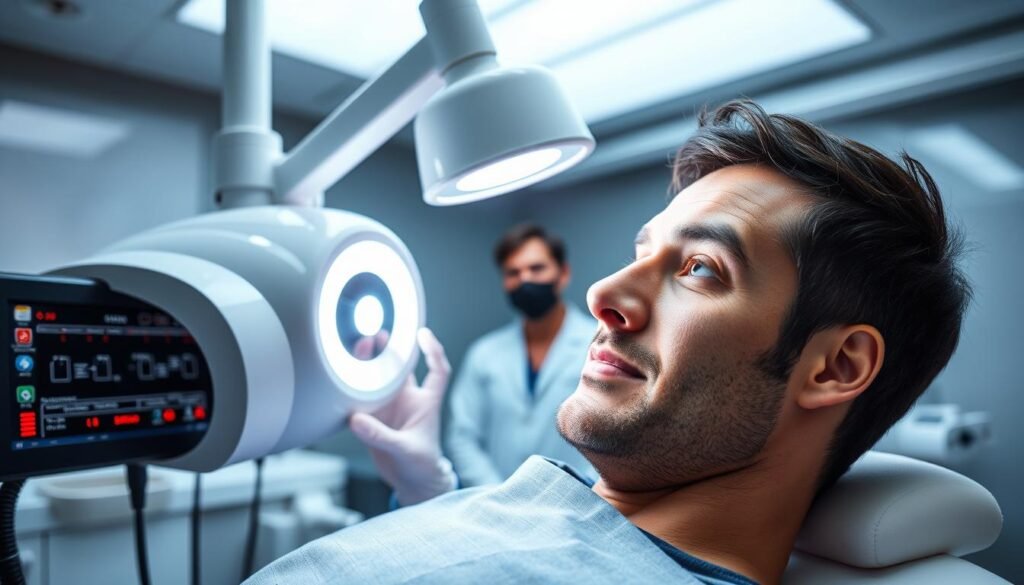 Generate an image of a man undergoing BBL therapy.