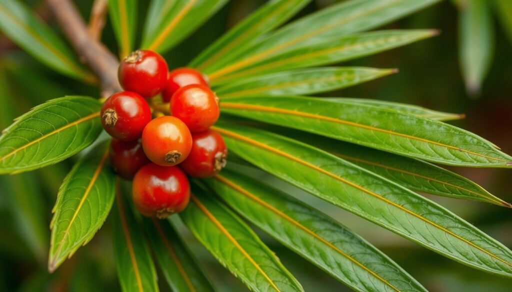 Generate an image of saw palmetto, a herbal supplement used for hair loss.