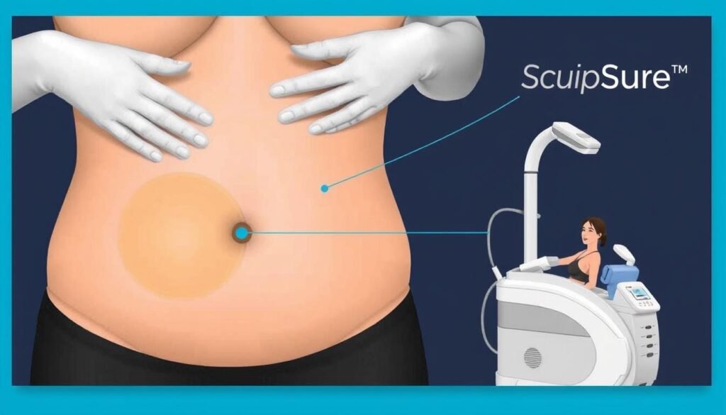 Image of SculpSure treatment on stomach area