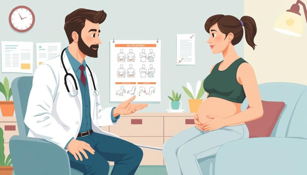 Image of a doctor consulting with a patient about belly fat reduction options