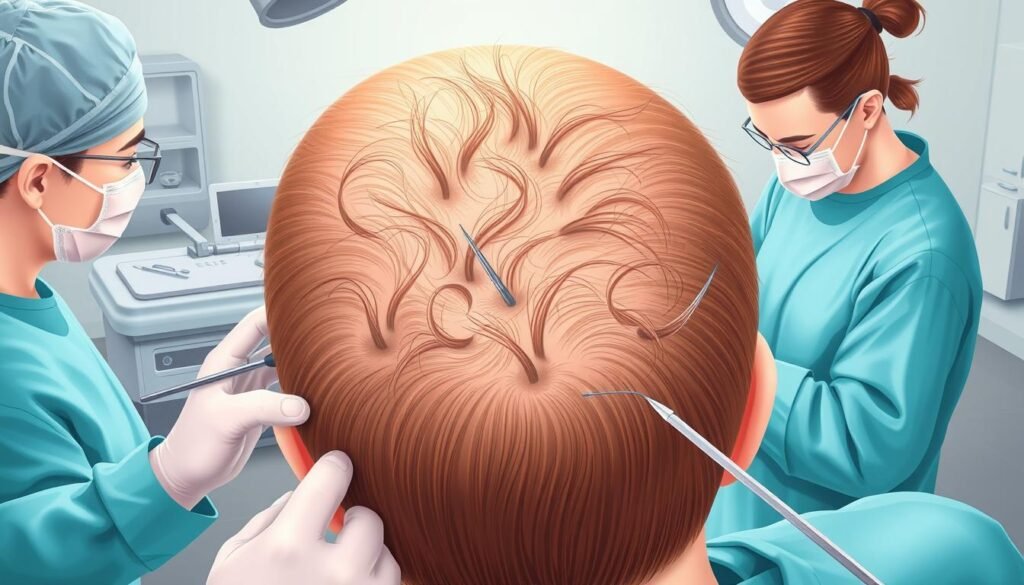 Image of a hair transplant procedure Image of a hair transplant procedure