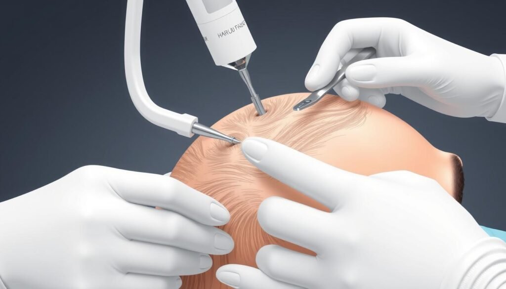 Image of a hair transplant procedure