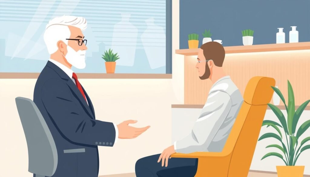 Image of a person consulting a hair doctor Image of a person consulting a hair doctor