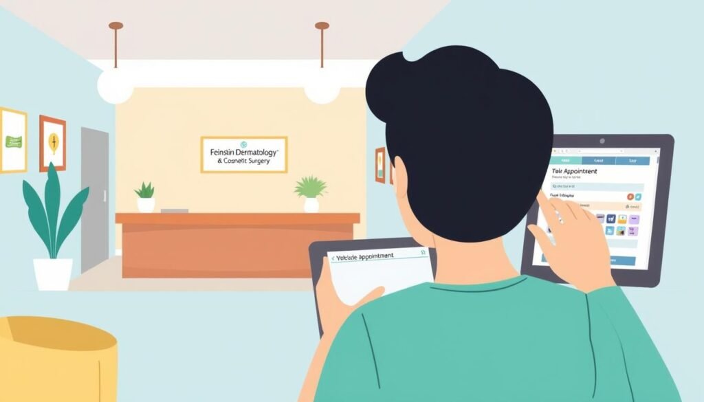 Image of a person scheduling an appointment at Feinstein Dermatology & Cosmetic Surgery