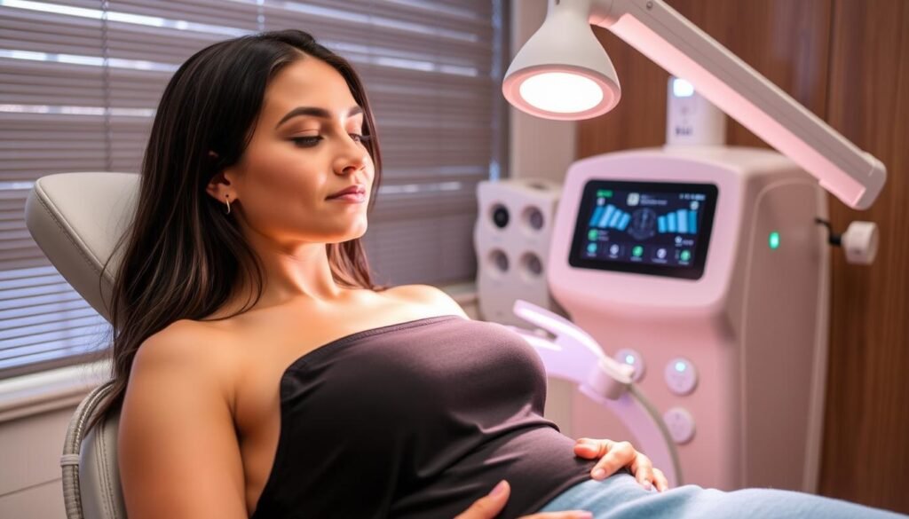 Image of a person undergoing SculpSure laser fat removal treatment Image of a person undergoing SculpSure laser fat removal treatment