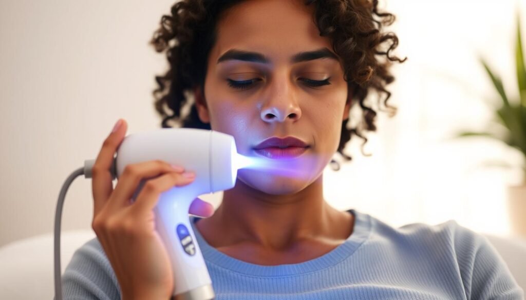 Image of a person using a low-level laser therapy device