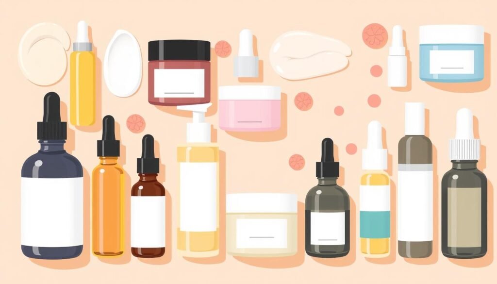 Image of various over-the-counter creams and serums for dark spots