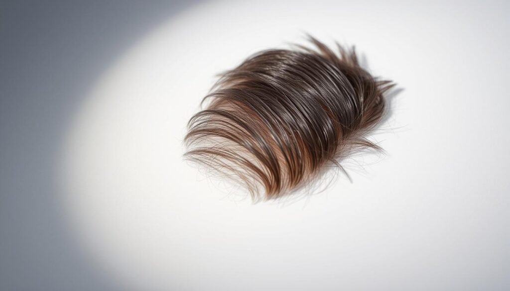 a high-quality, close-up photograph of a hair patch for men, positioned on a smooth, neutral-colored surface, illuminated by soft, diffused lighting that highlights the intricate details of the hair fibers. The hair patch should appear natural, blending seamlessly with the surrounding hair. The composition should be centered, allowing the viewer to examine the texture, density, and realistic integration of the hair patch. The image should convey a sense of quality, precision, and the potential benefits of using a hair patch to address thinning or balding areas on the scalp. a high-quality, close-up photograph of a hair patch for men, positioned on a smooth, neutral-colored surface, illuminated by soft, diffused lighting that highlights the intricate details of the hair fibers. The hair patch should appear natural, blending seamlessly with the surrounding hair. The composition should be centered, allowing the viewer to examine the texture, density, and realistic integration of the hair patch. The image should convey a sense of quality, precision, and the potential benefits of using a hair patch to address thinning or balding areas on the scalp.