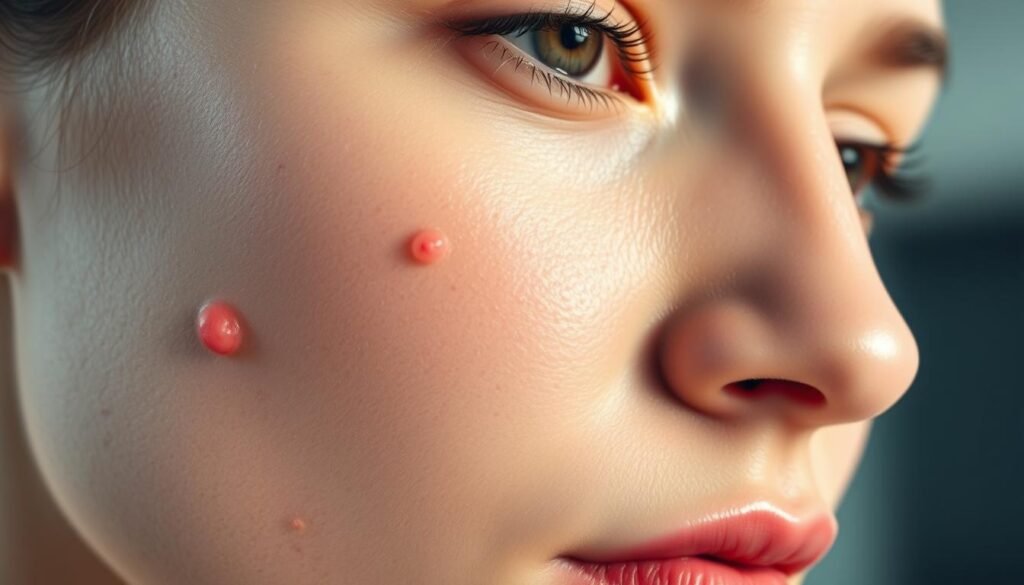 Early signs of acne nodule development Early signs of acne nodule development