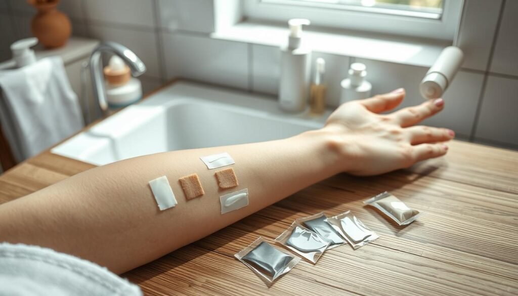 patch testing skincare products on arm patch testing skincare products on arm